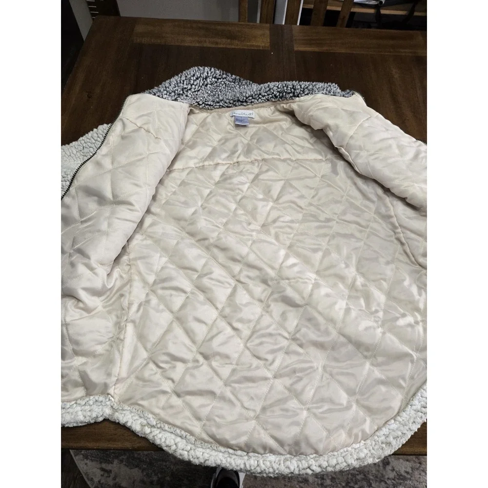 Keren Hart Women's Zip-Up Lined Fleece ~ Beige, Size M ~ Cozy, Warm Sherpa